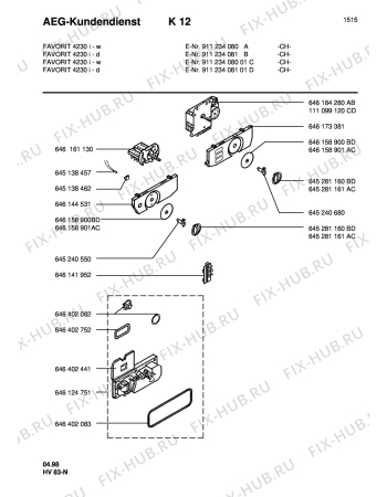 Взрыв-схема посудомоечной машины Aeg FAV4230I-W CH - Схема узла Electrical equipment